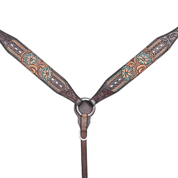 HILASON Western Horse Headstall Breast Collar Leather Brown